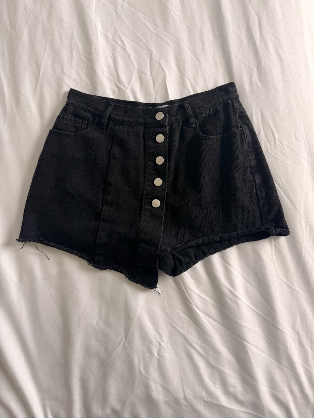 Lizard Thicket Black High-Waist Button-Front Jean Shorts